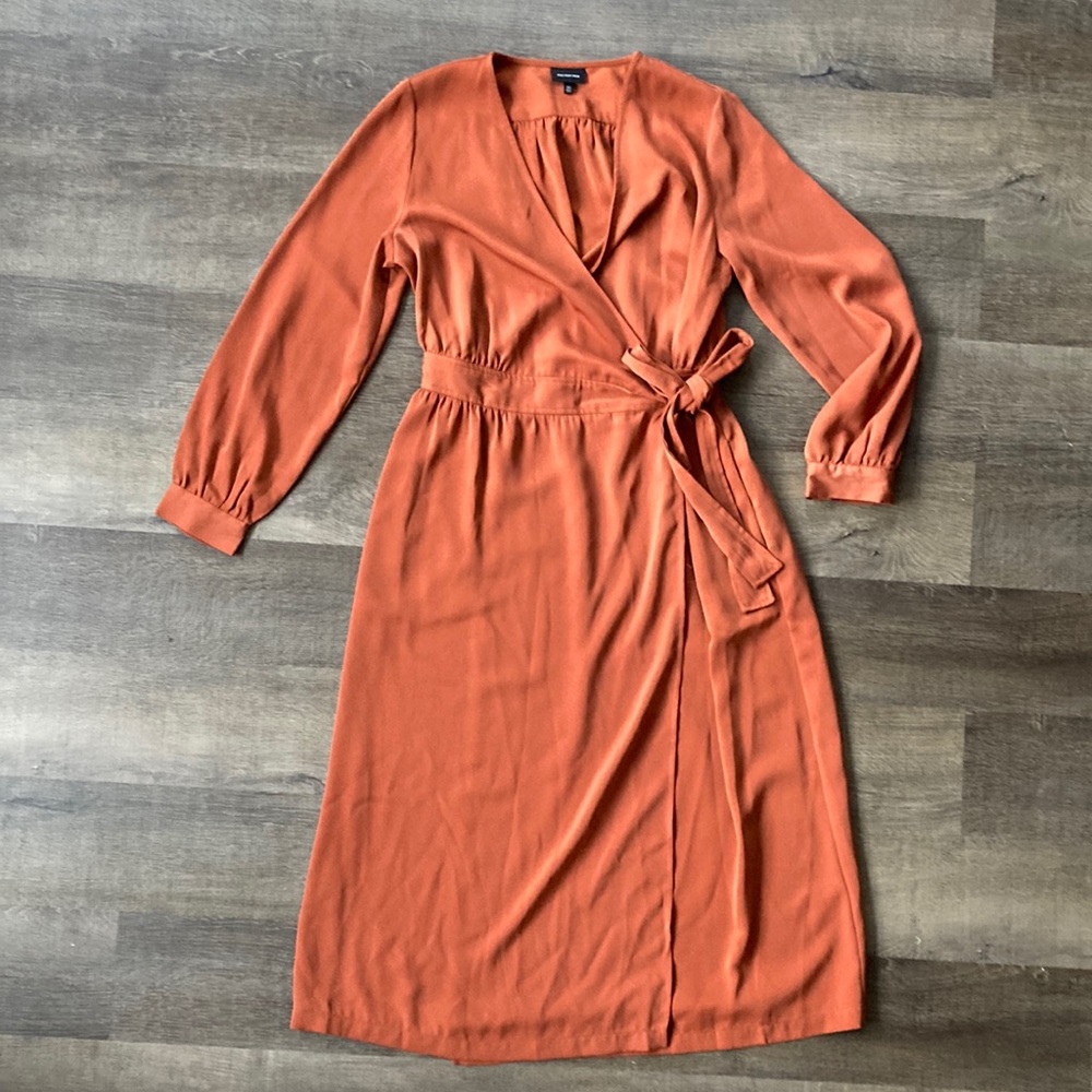 Terra Cotta Long Sleeve Wrap Dress